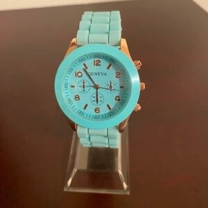 Brand New Geneva Aqua Blue Women's Watch with Rose Gold Accents